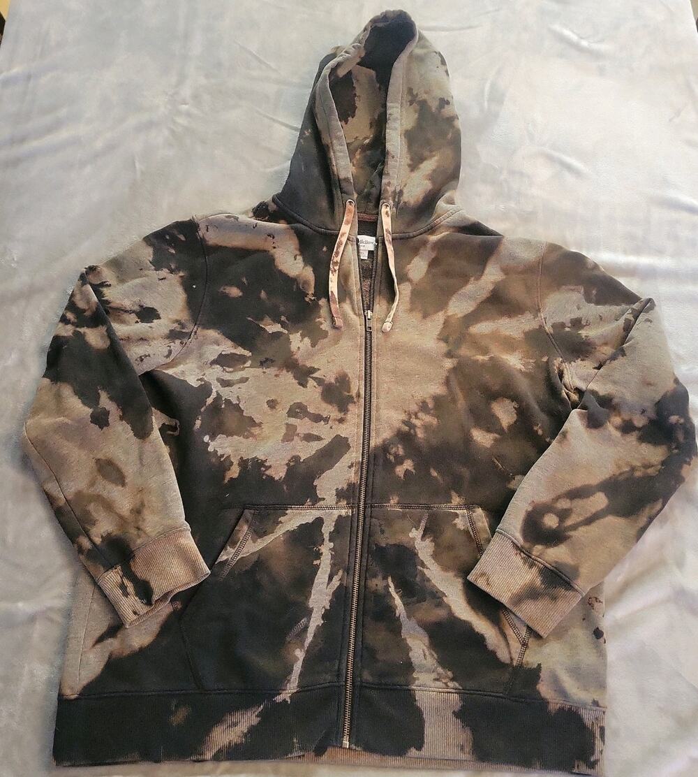 Goodfellow & Co Mens XL Full Zip Hoodie Sweatshirt Dark Tye Die Brown Grunge 90s